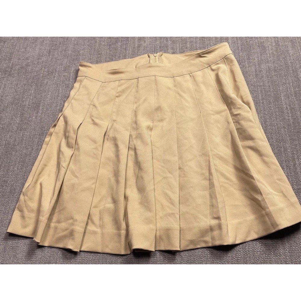 Love Tree Pleated Mini Skirt Womens Large Beige Stretch Back Zip Casual Outdoor